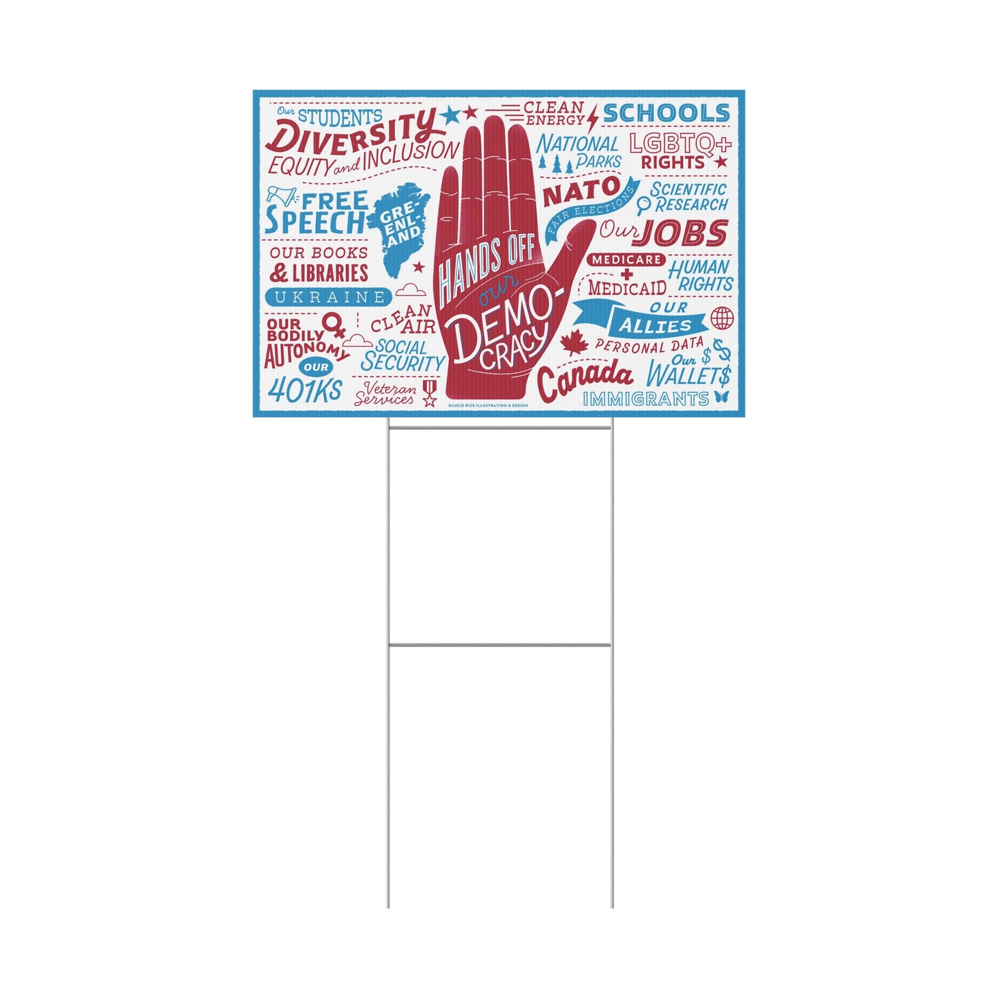 Hands Off Our Democracy Plastic Yard Sign