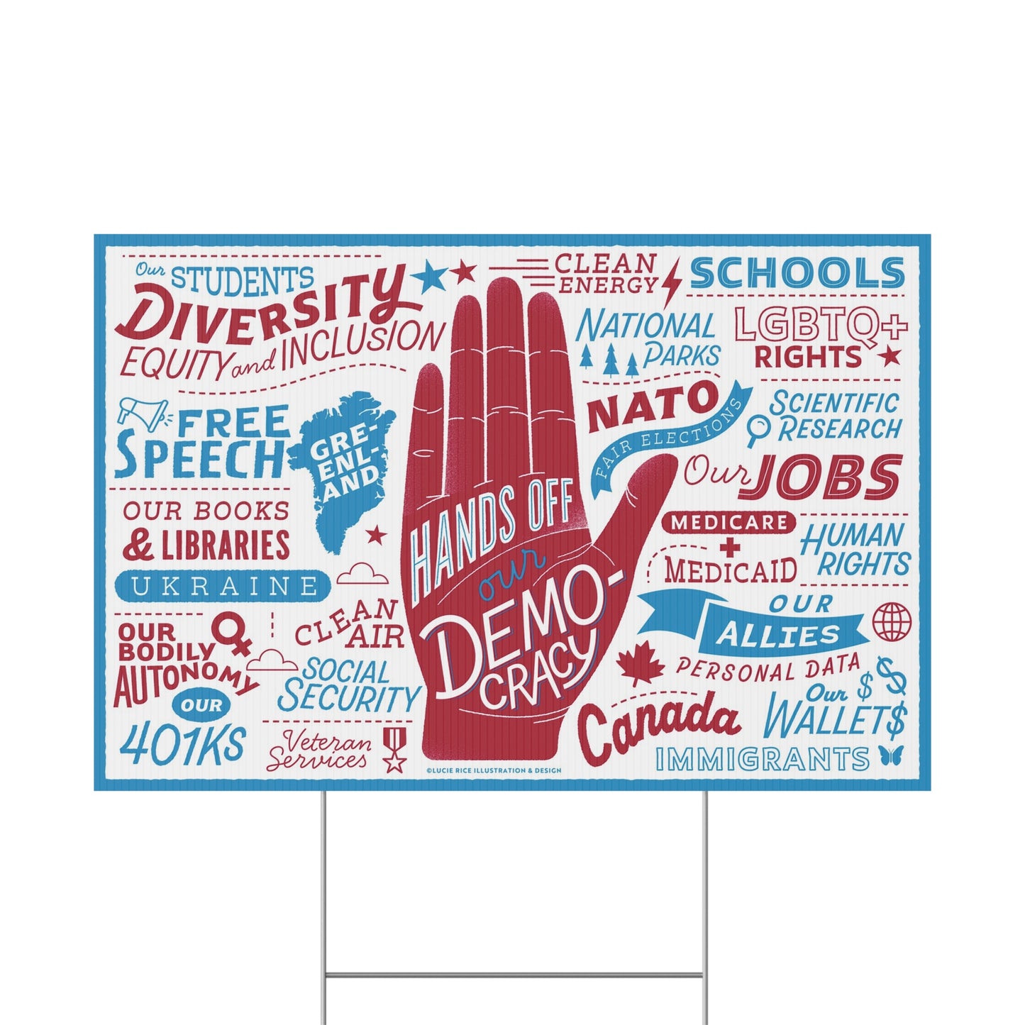 Hands Off Our Democracy Plastic Yard Sign