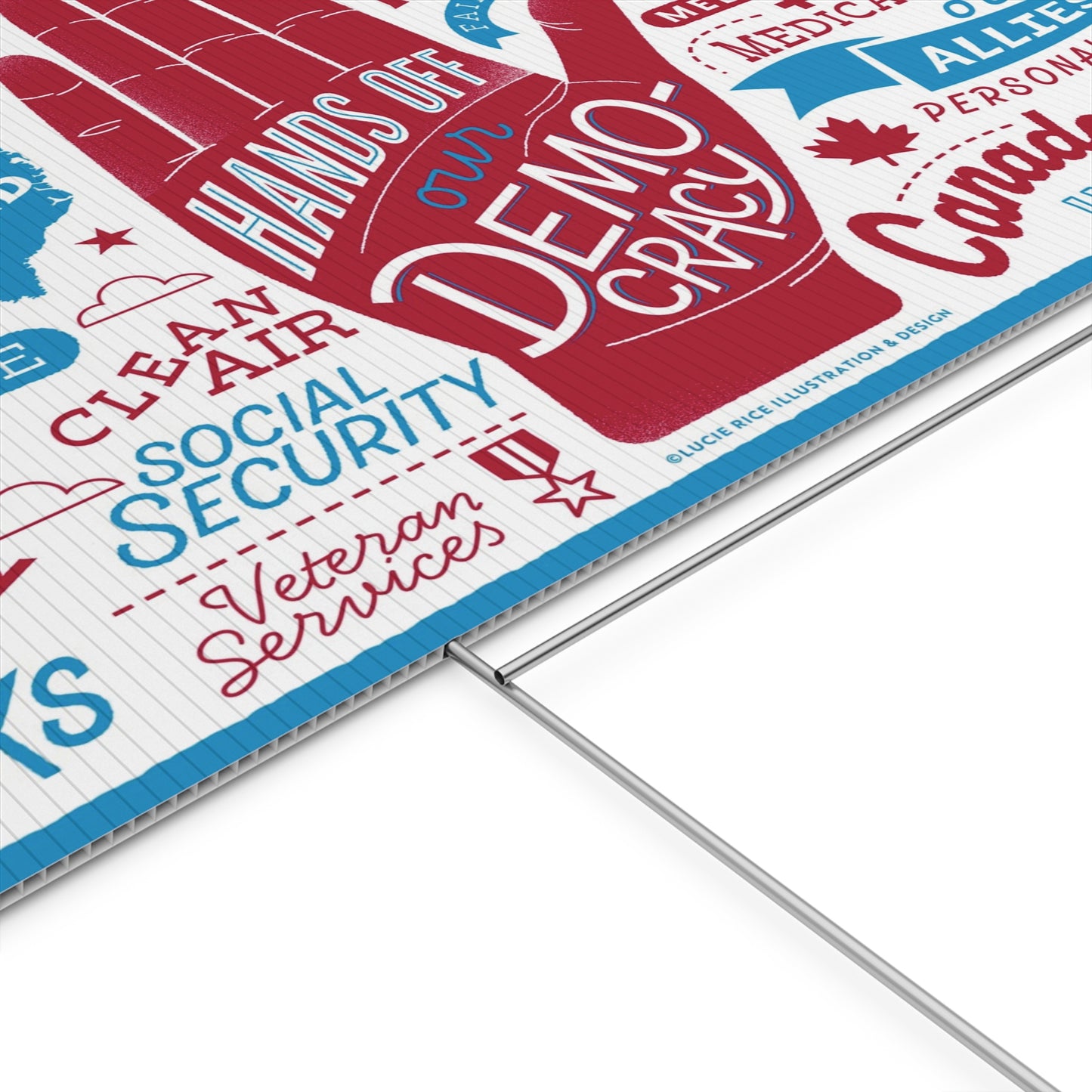 Hands Off Our Democracy Plastic Yard Sign