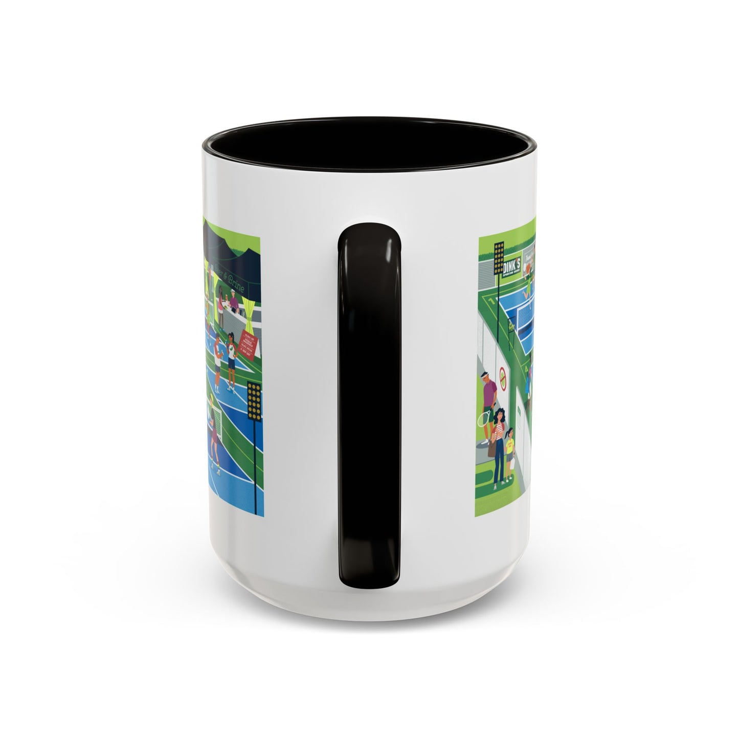Pickleball Tournament Scene Mug — Colorful 11oz/15oz Coffee Cup