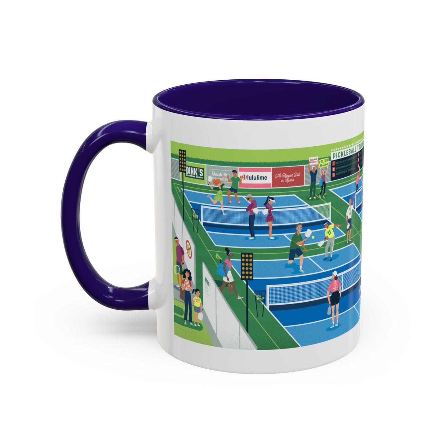 Pickleball Tournament Scene Mug — Colorful 11oz/15oz Coffee Cup
