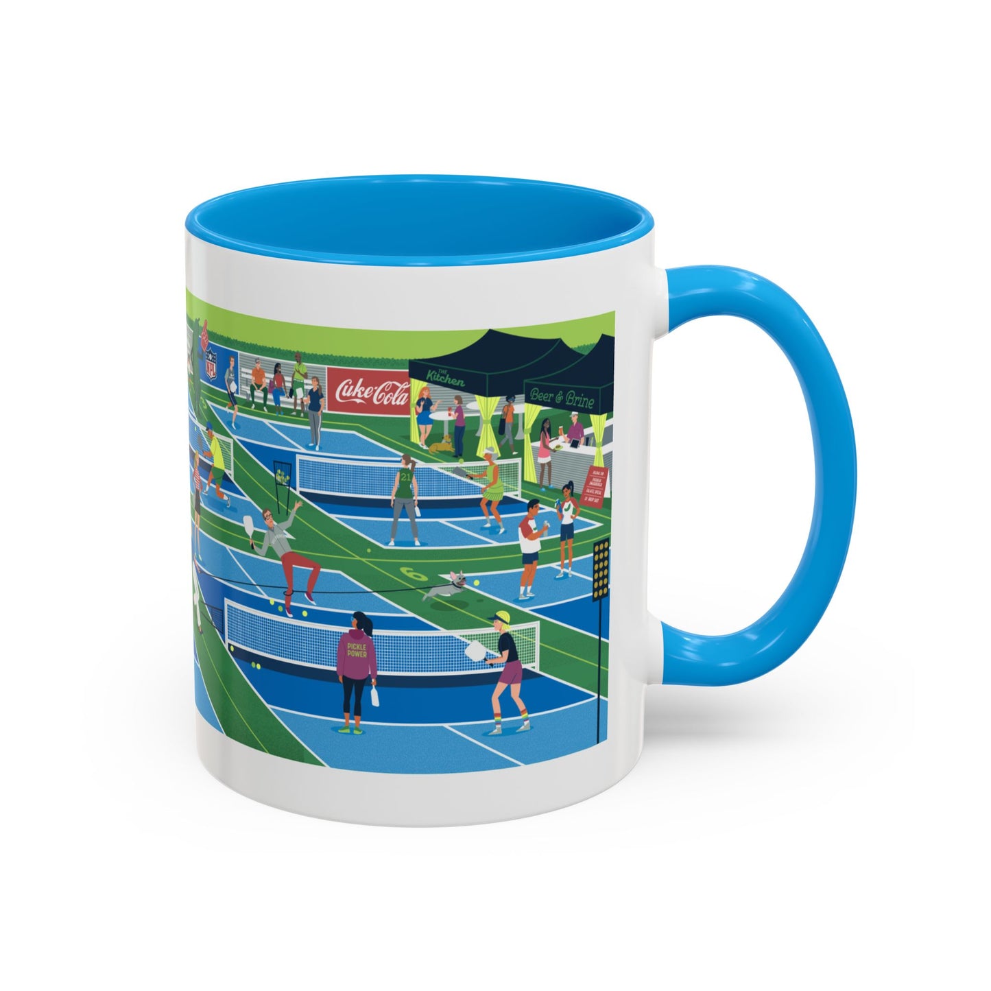Pickleball Tournament Scene Mug — Colorful 11oz/15oz Coffee Cup