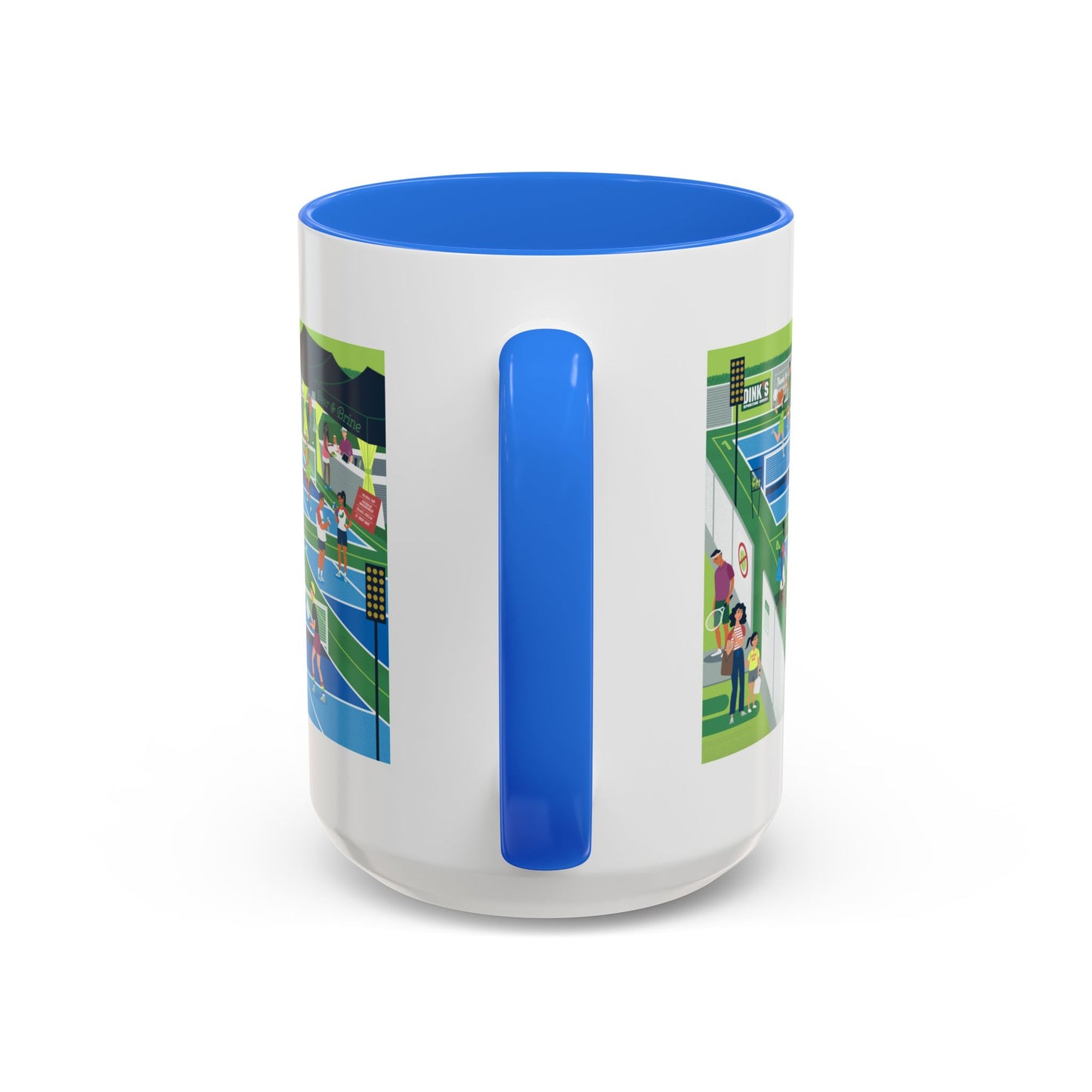 Pickleball Tournament Scene Mug — Colorful 11oz/15oz Coffee Cup