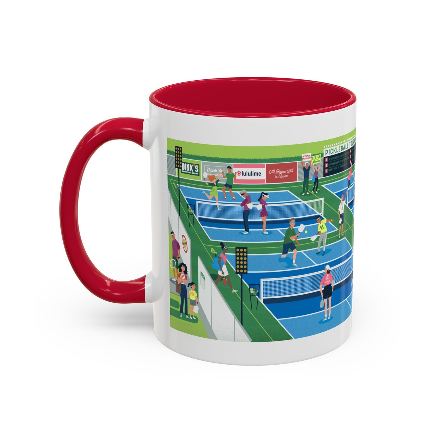 Pickleball Tournament Scene Mug — Colorful 11oz/15oz Coffee Cup
