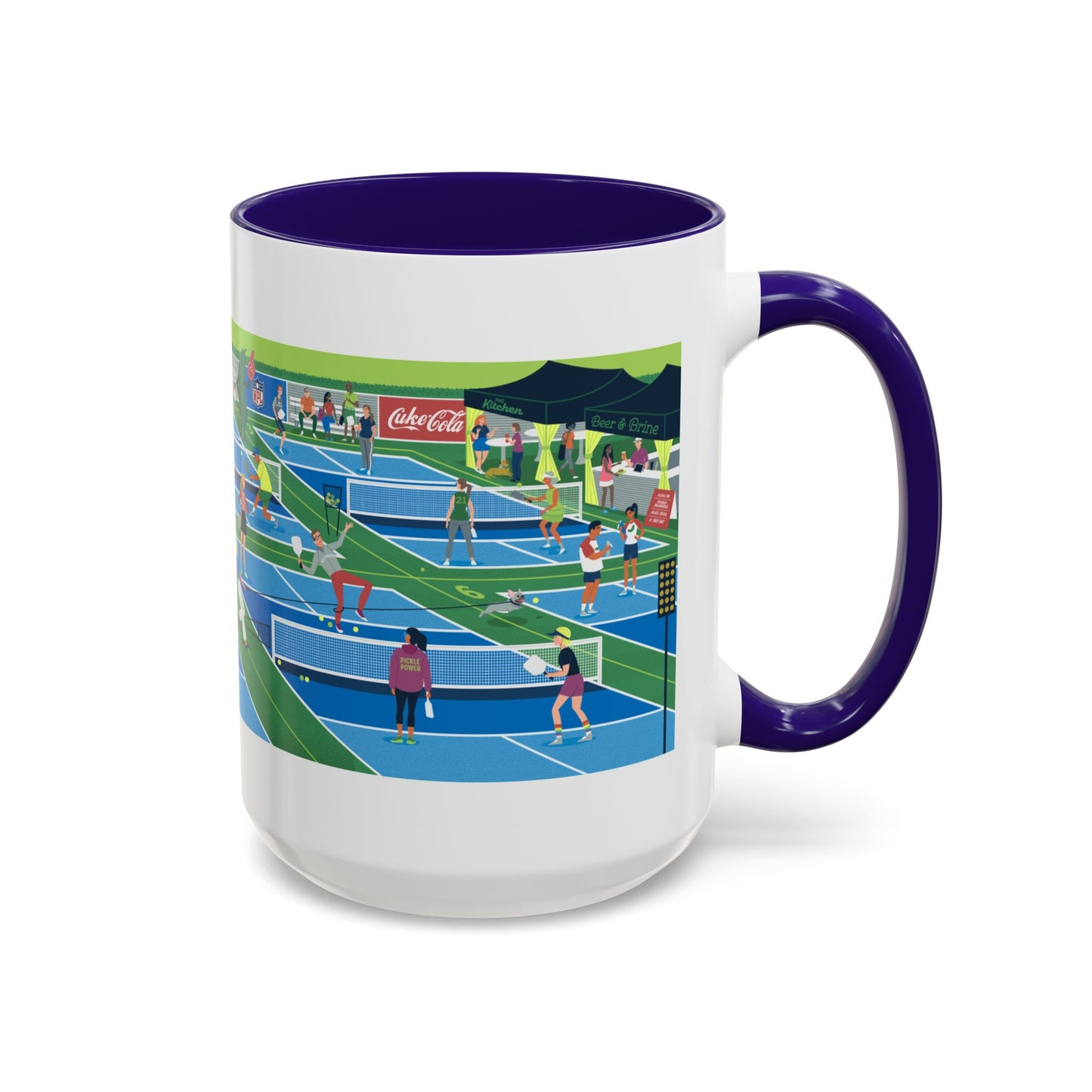 Pickleball Tournament Scene Mug — Colorful 11oz/15oz Coffee Cup
