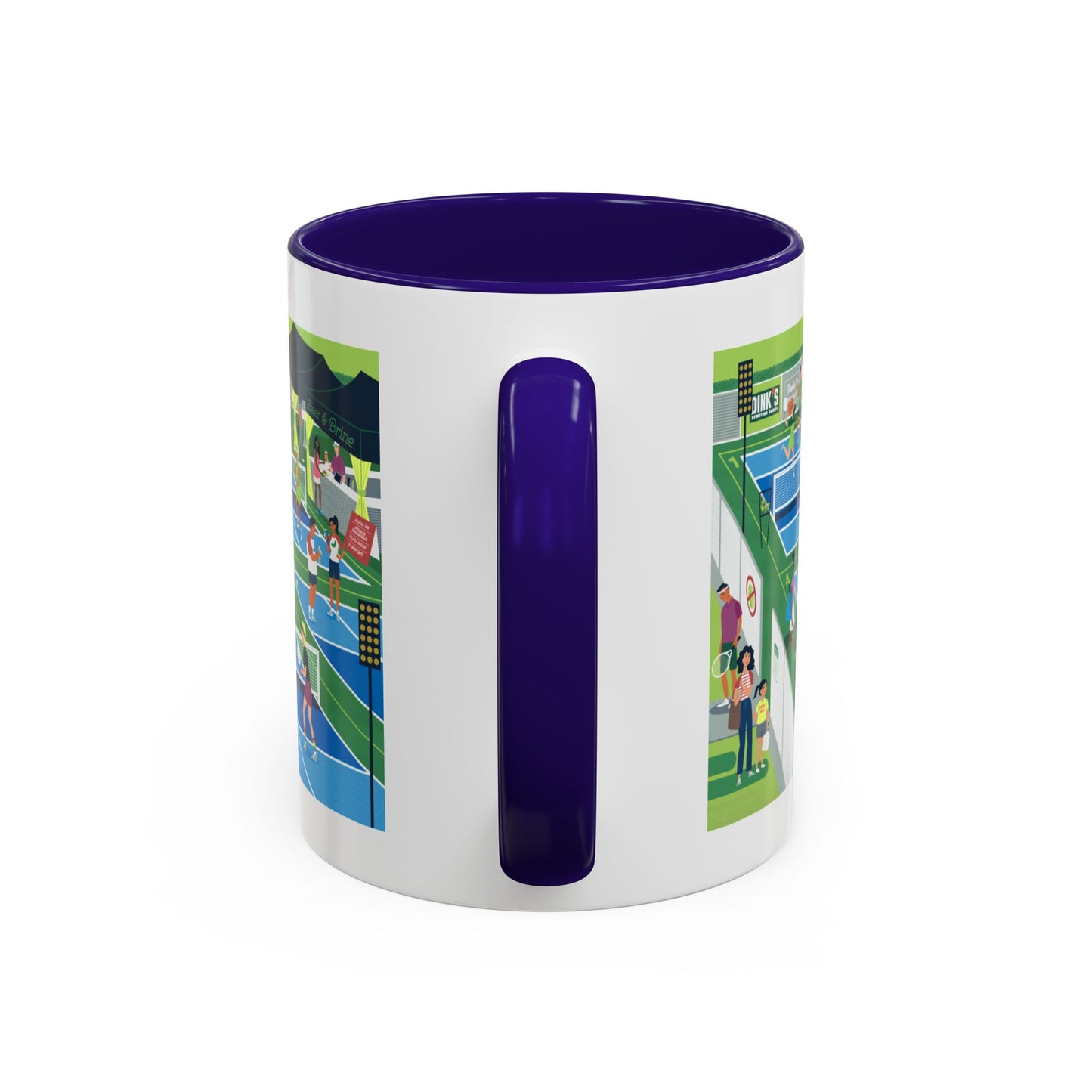 Pickleball Tournament Scene Mug — Colorful 11oz/15oz Coffee Cup