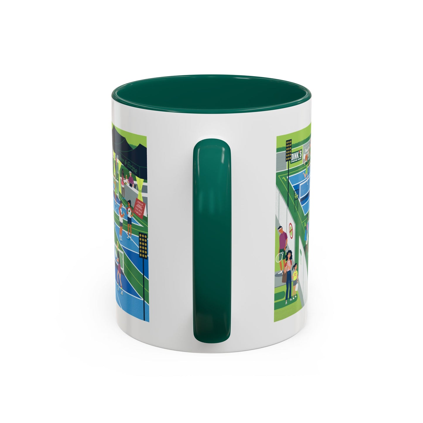 Pickleball Tournament Scene Mug — Colorful 11oz/15oz Coffee Cup