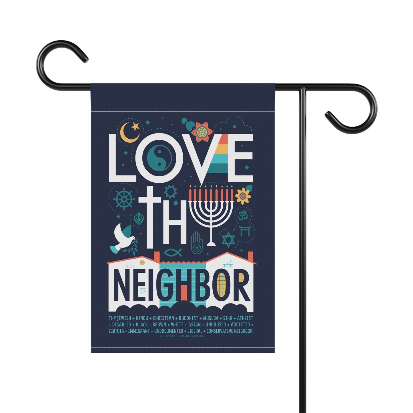 Garden Flag - "Love Thy Neighbor" Religious Unity House Banner