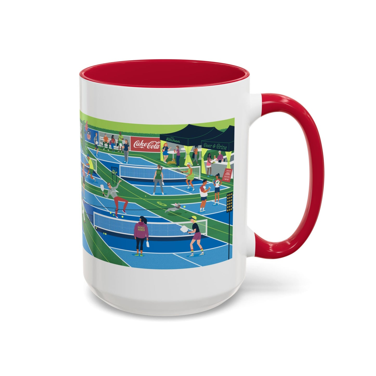Pickleball Tournament Scene Mug — Colorful 11oz/15oz Coffee Cup