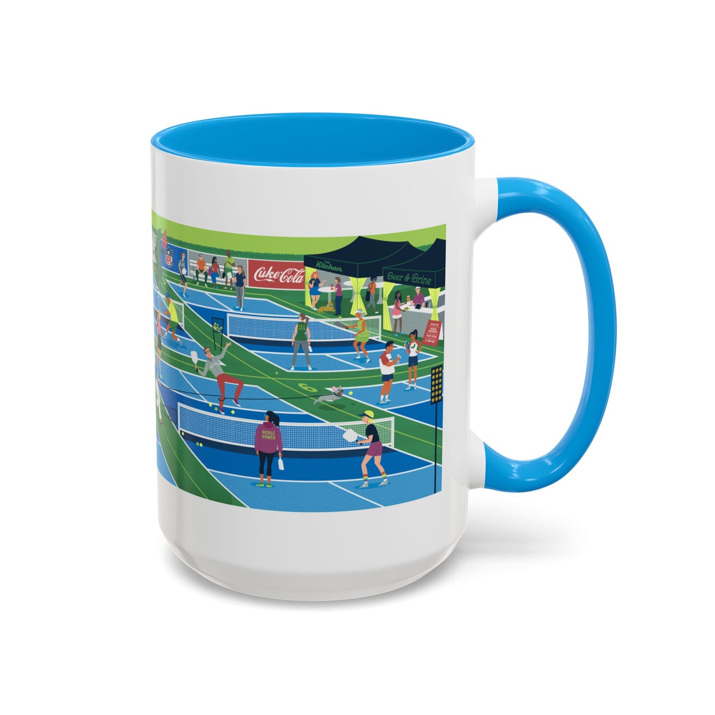 Pickleball Tournament Scene Mug — Colorful 11oz/15oz Coffee Cup