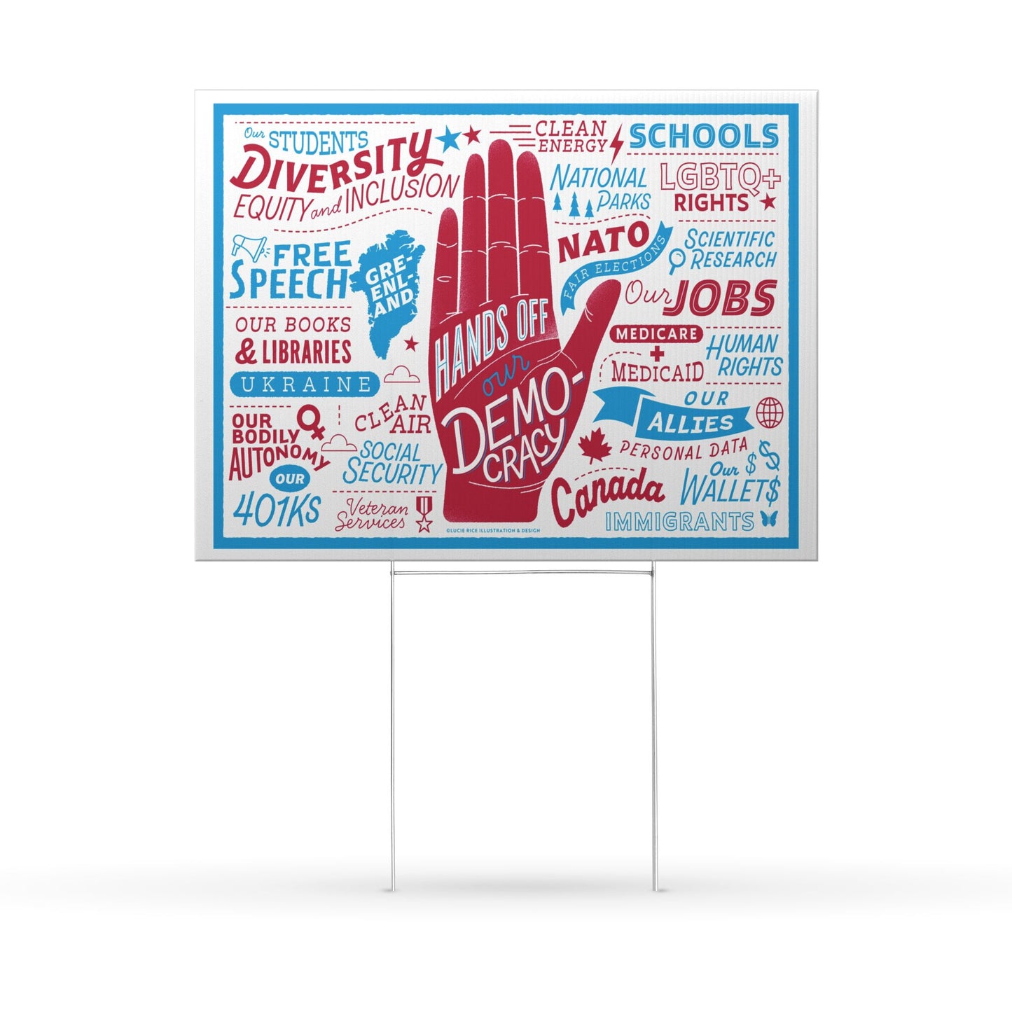 Hands Off Democracy Yard Sign — Political Rights & Social Justice Protest Sign