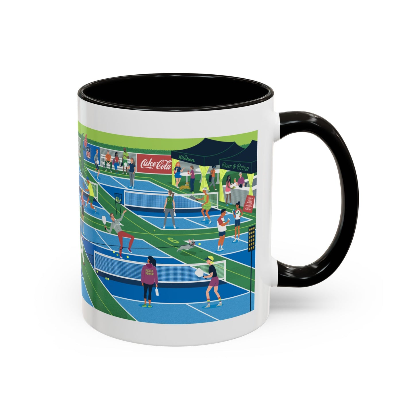 Pickleball Tournament Scene Mug — Colorful 11oz/15oz Coffee Cup