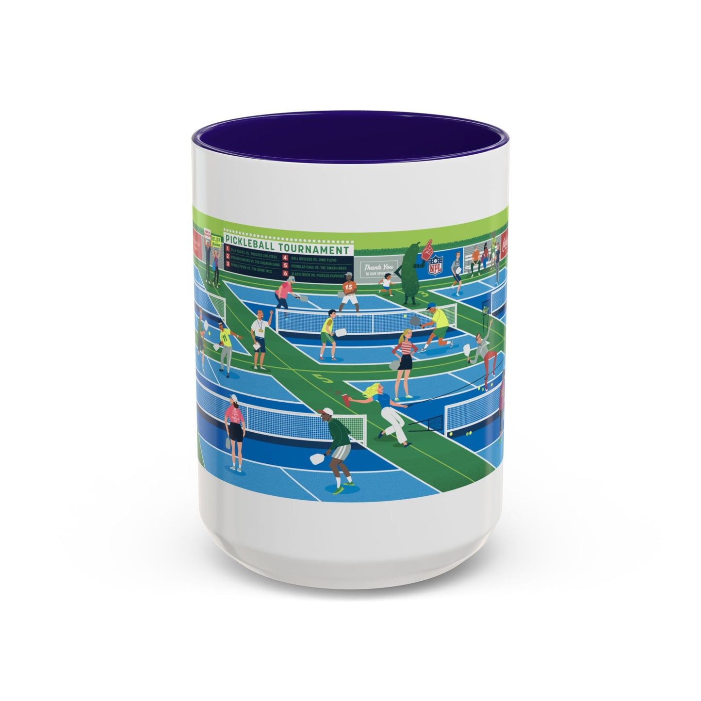 Pickleball Tournament Scene Mug — Colorful 11oz/15oz Coffee Cup