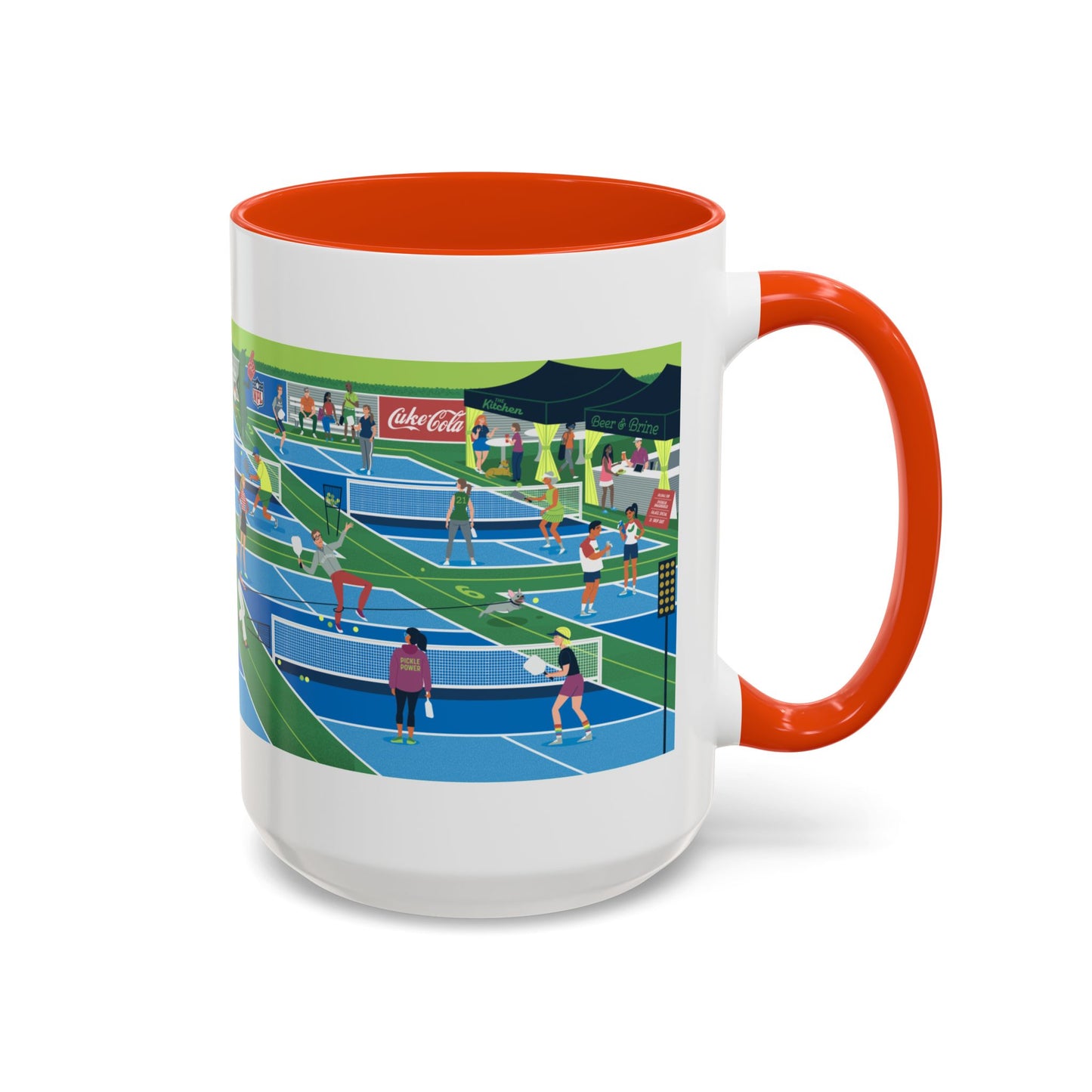 Pickleball Tournament Scene Mug — Colorful 11oz/15oz Coffee Cup
