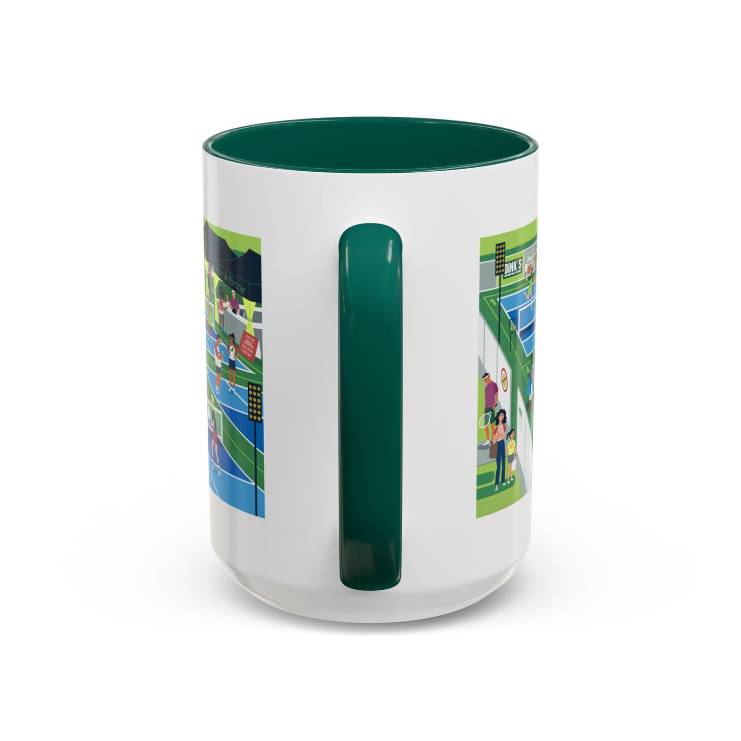 Pickleball Tournament Scene Mug — Colorful 11oz/15oz Coffee Cup