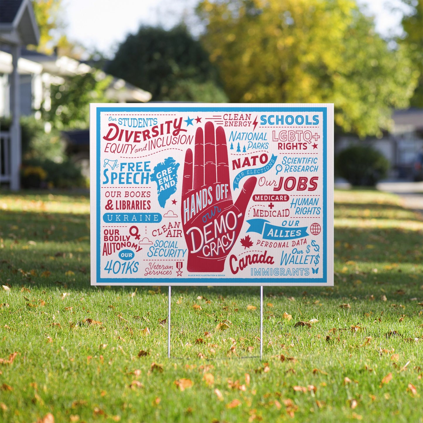 Hands Off Democracy Yard Sign — Political Rights & Social Justice Protest Sign
