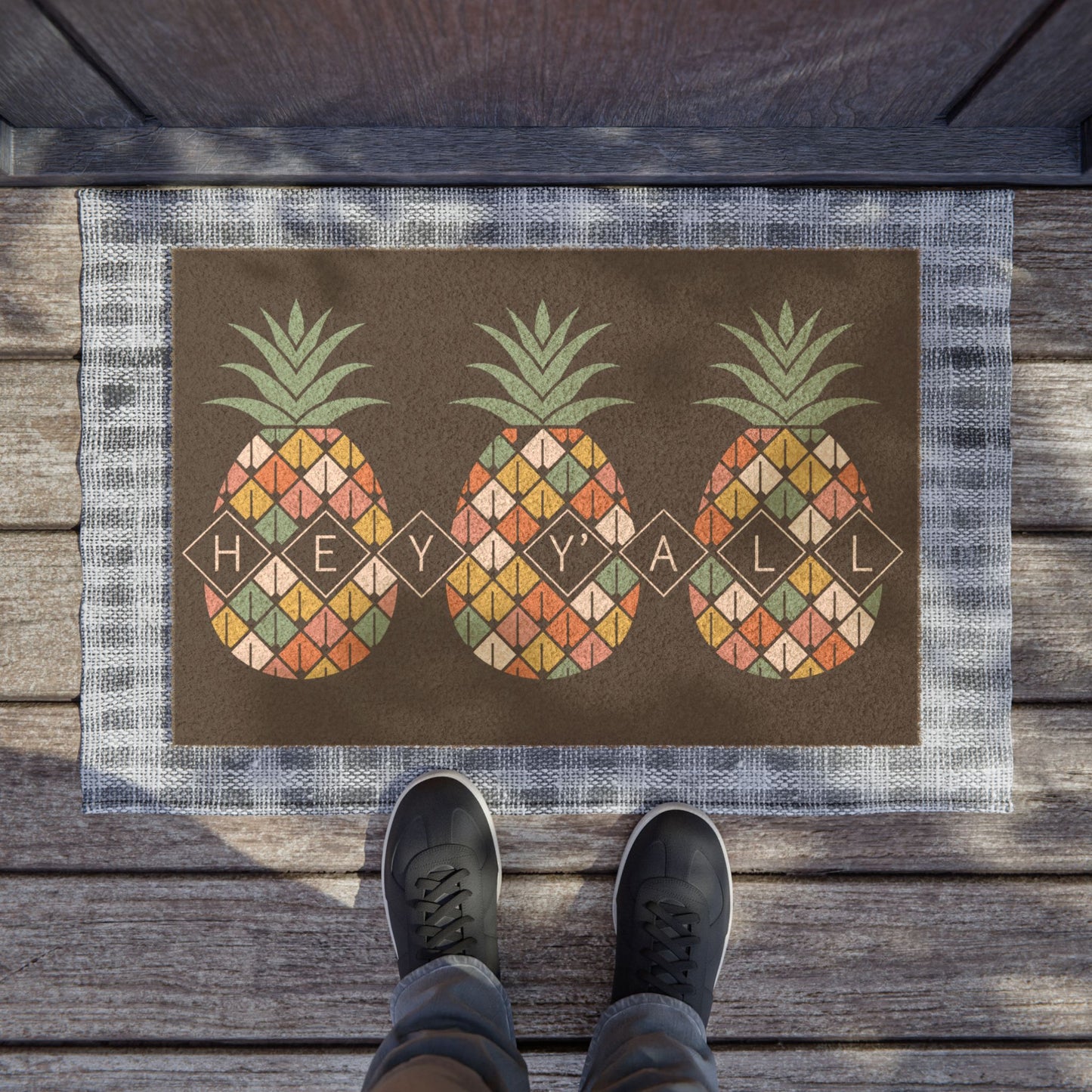 Pineapple 'Hey Y'all' Doormat — Tropical Welcome Coir Mat
