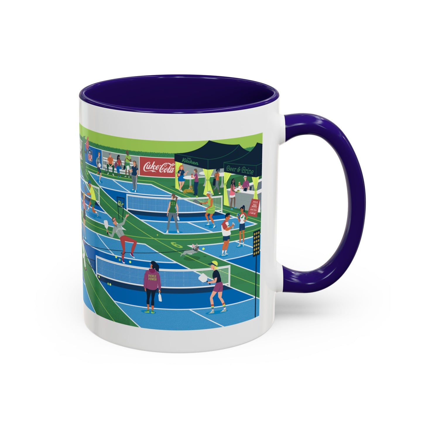 Pickleball Tournament Scene Mug — Colorful 11oz/15oz Coffee Cup