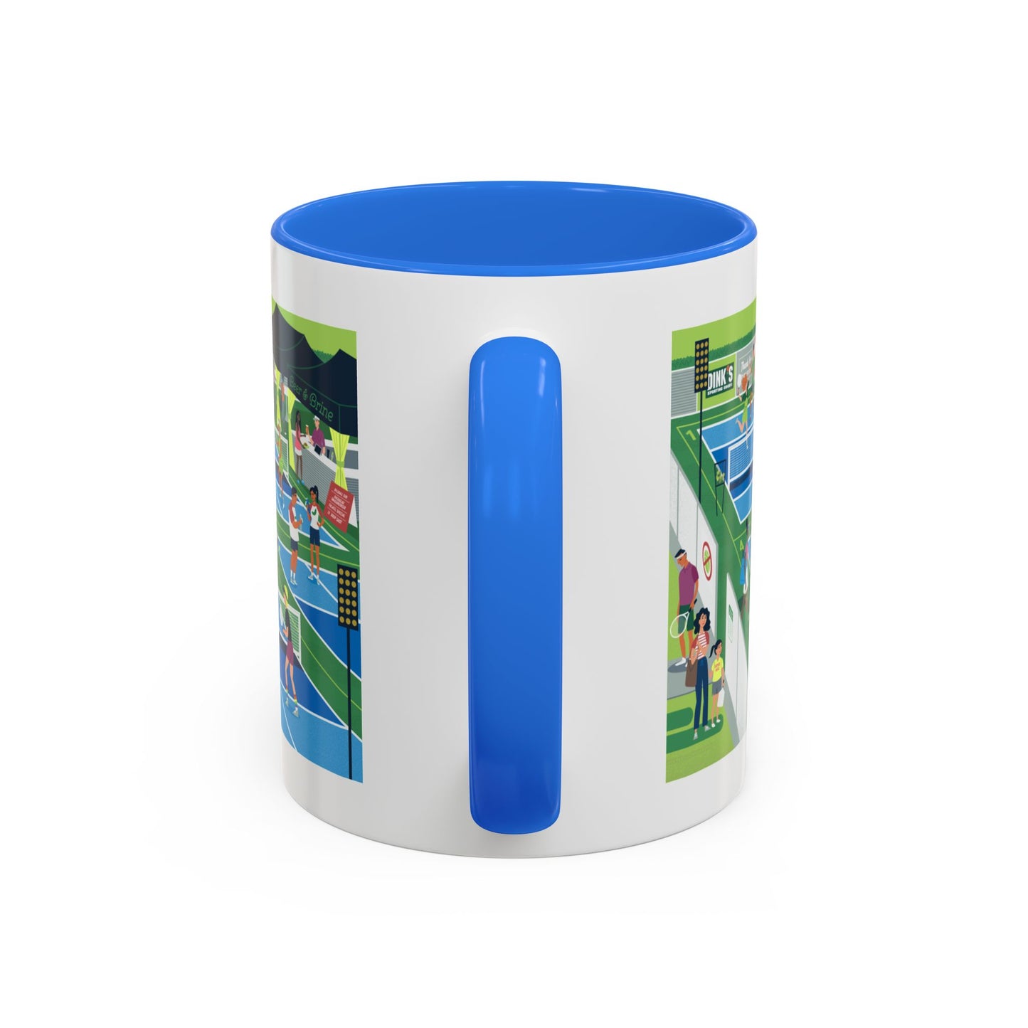 Pickleball Tournament Scene Mug — Colorful 11oz/15oz Coffee Cup