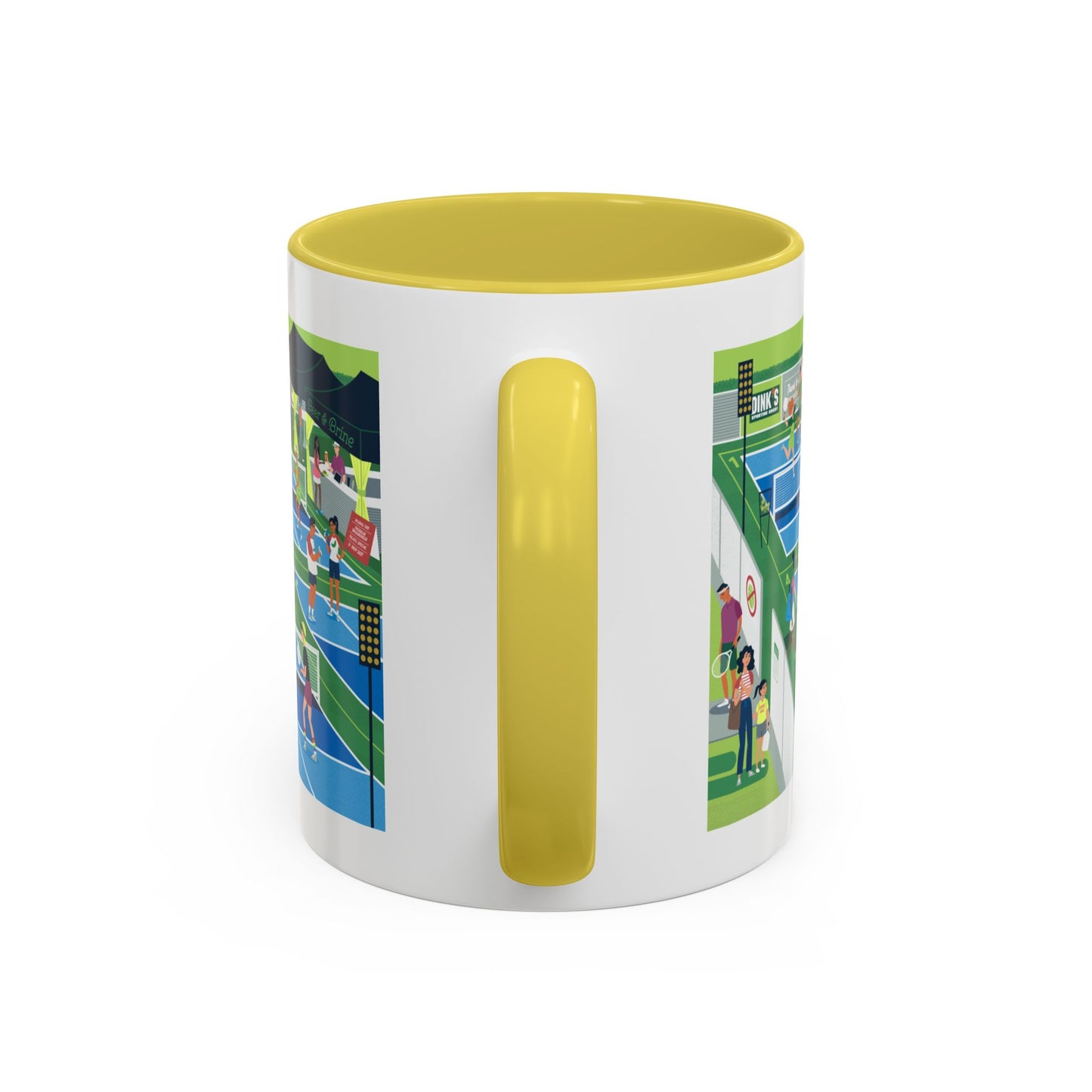 Pickleball Tournament Scene Mug — Colorful 11oz/15oz Coffee Cup
