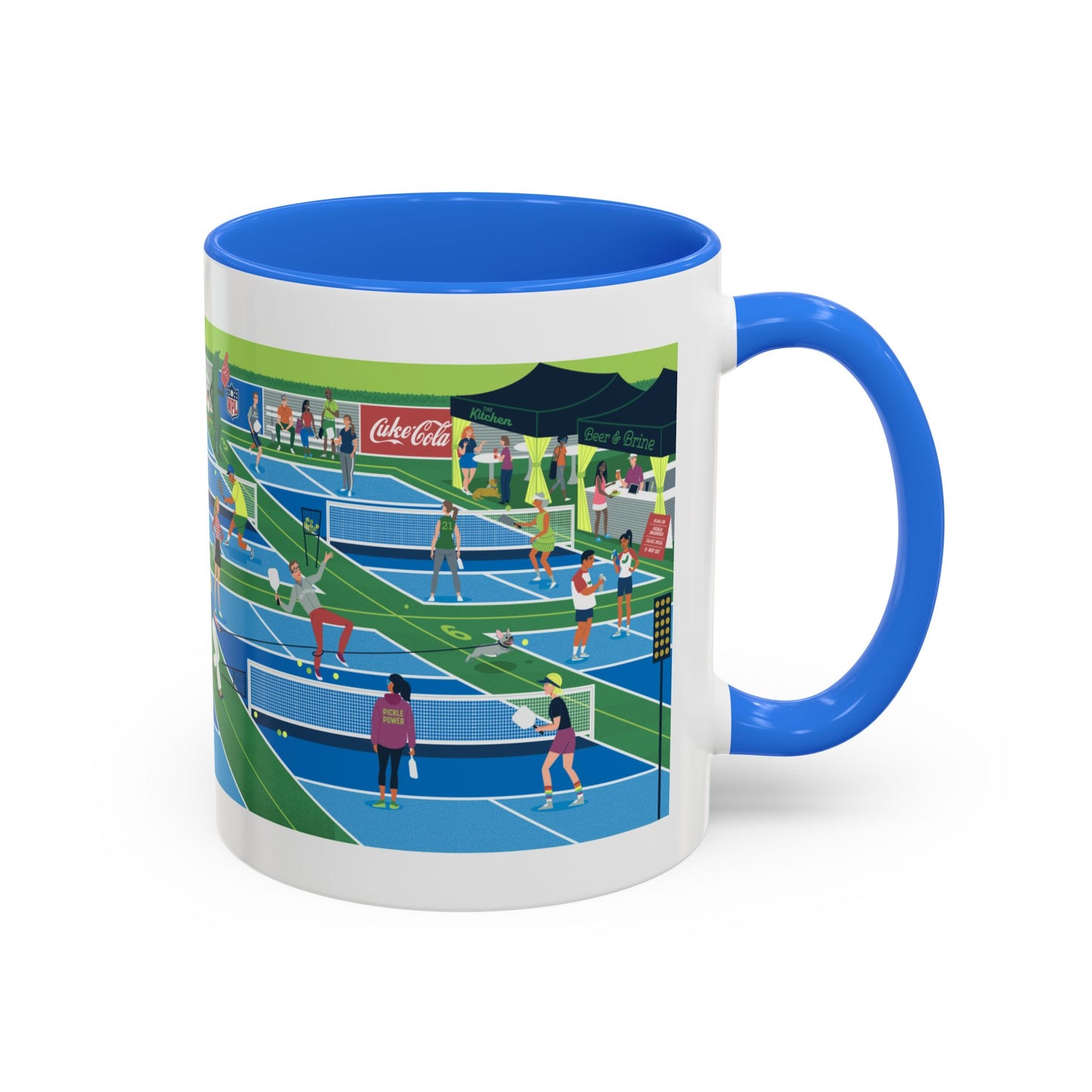 Pickleball Tournament Scene Mug — Colorful 11oz/15oz Coffee Cup