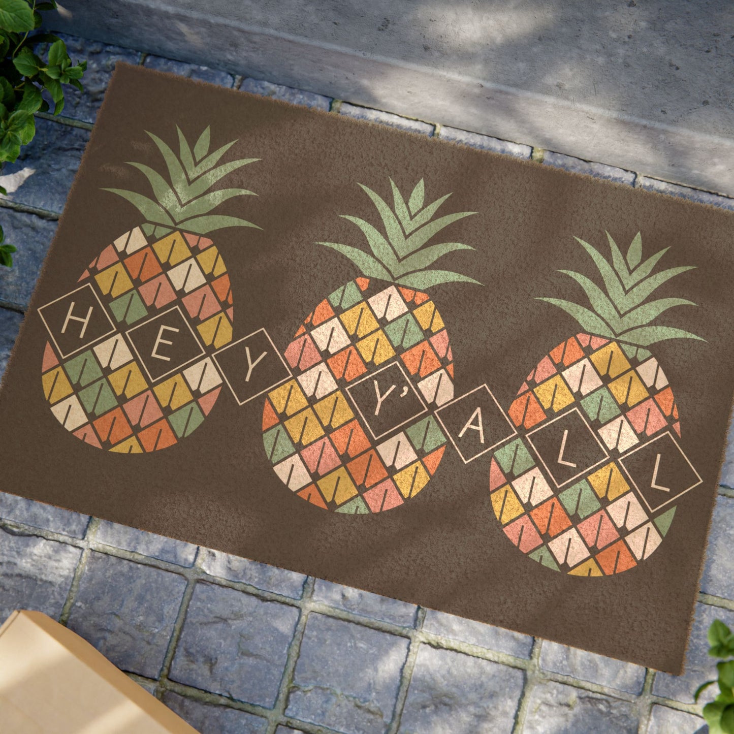Pineapple 'Hey Y'all' Doormat — Tropical Welcome Coir Mat