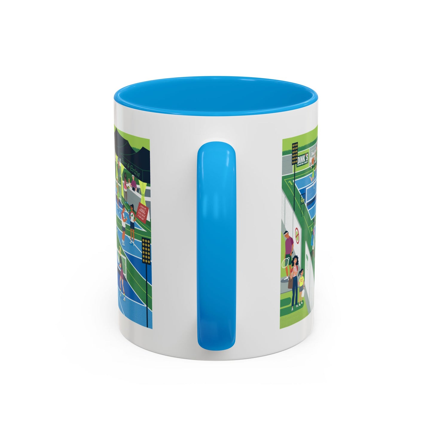 Pickleball Tournament Scene Mug — Colorful 11oz/15oz Coffee Cup