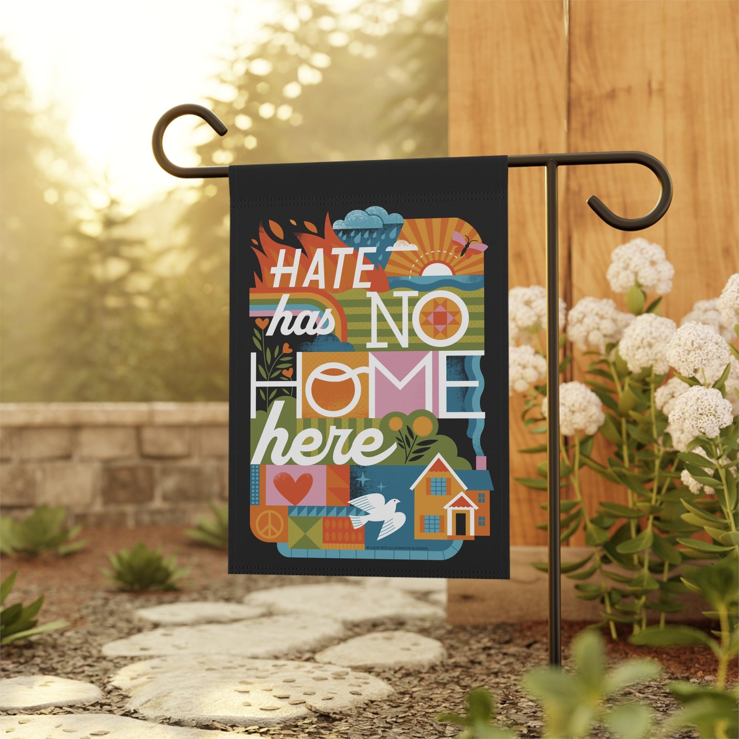 Garden Flag - "Hate Has No Home Here" Decorative Welcome Banner