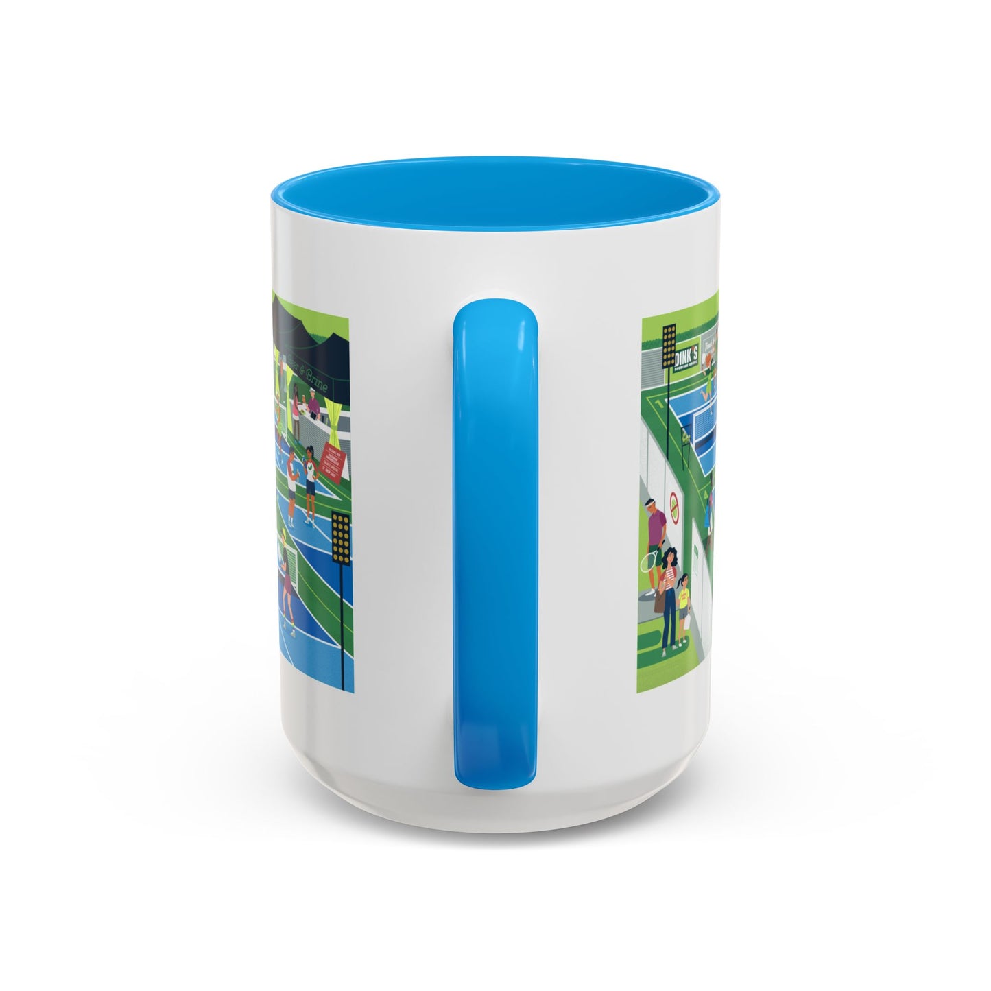 Pickleball Tournament Scene Mug — Colorful 11oz/15oz Coffee Cup