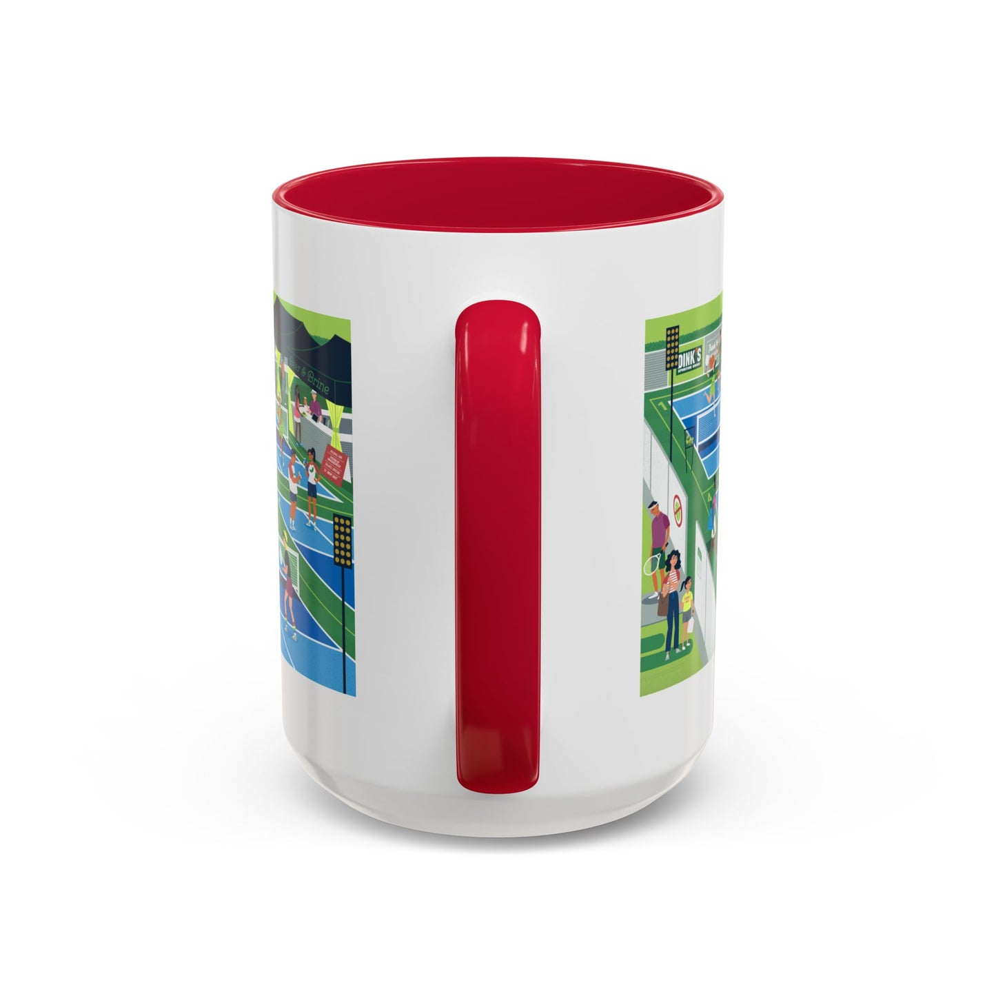 Pickleball Tournament Scene Mug — Colorful 11oz/15oz Coffee Cup