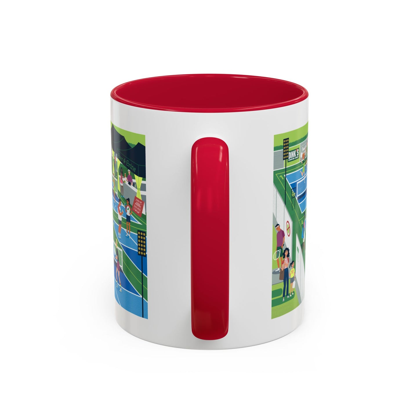 Pickleball Tournament Scene Mug — Colorful 11oz/15oz Coffee Cup