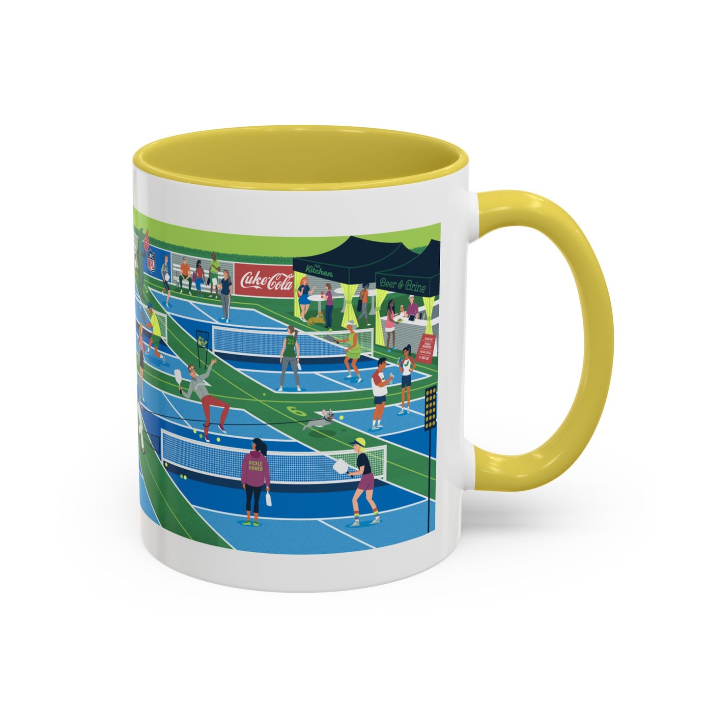 Pickleball Tournament Scene Mug — Colorful 11oz/15oz Coffee Cup