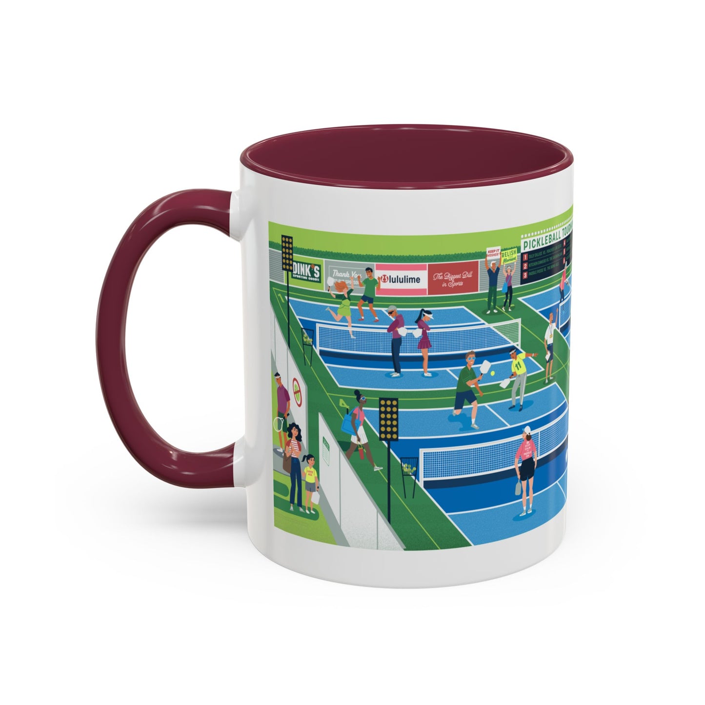 Pickleball Tournament Scene Mug — Colorful 11oz/15oz Coffee Cup