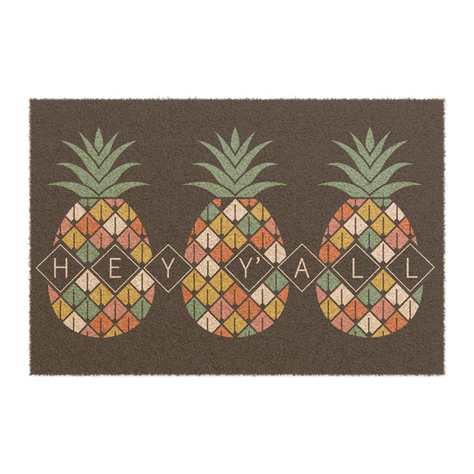 Pineapple 'Hey Y'all' Doormat — Tropical Welcome Coir Mat
