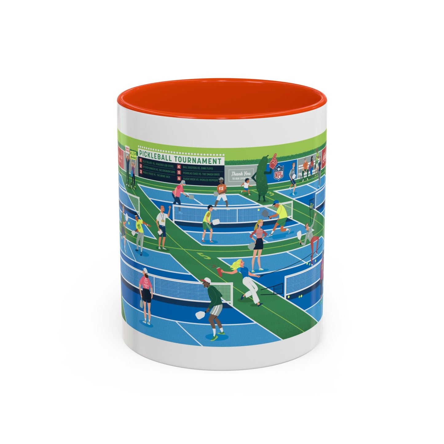 Pickleball Tournament Scene Mug — Colorful 11oz/15oz Coffee Cup