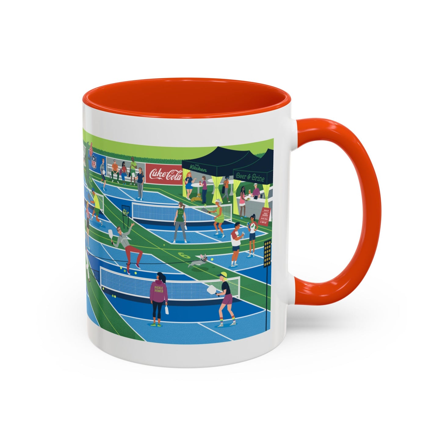 Pickleball Tournament Scene Mug — Colorful 11oz/15oz Coffee Cup