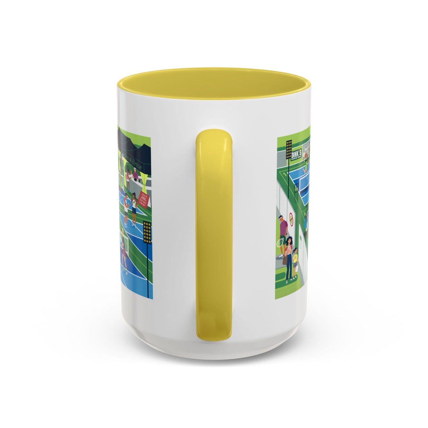 Pickleball Tournament Scene Mug — Colorful 11oz/15oz Coffee Cup