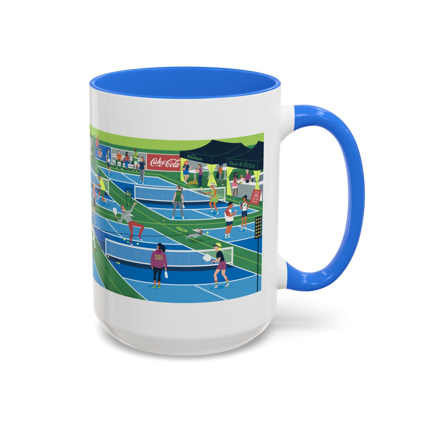 Pickleball Tournament Scene Mug — Colorful 11oz/15oz Coffee Cup