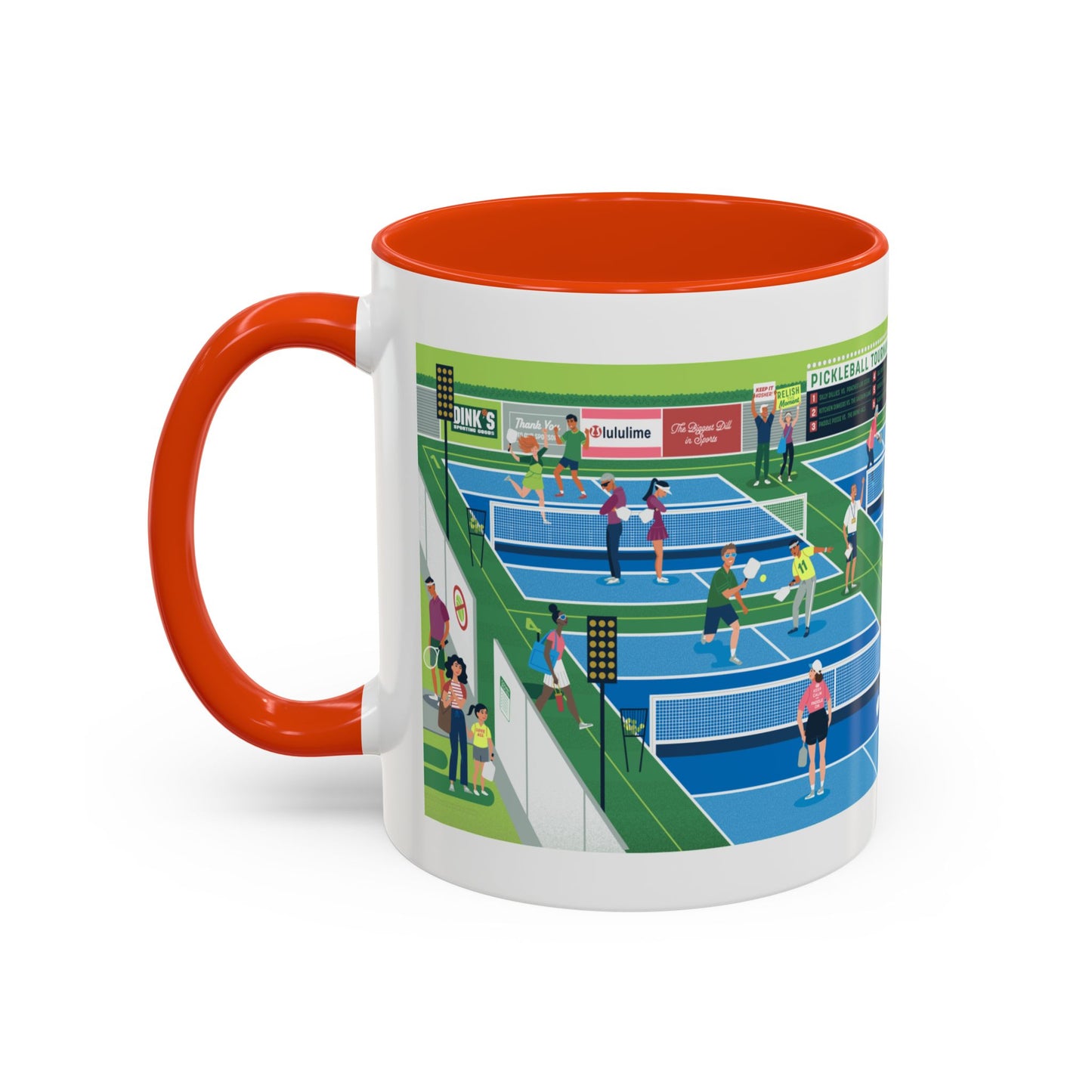 Pickleball Tournament Scene Mug — Colorful 11oz/15oz Coffee Cup