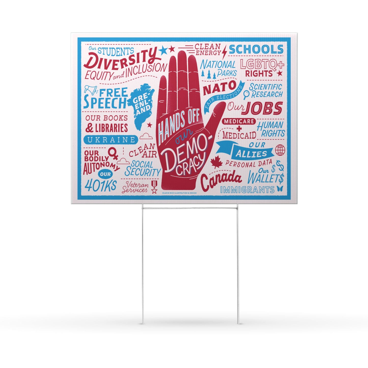 Hands Off Democracy Yard Sign — Political Rights & Social Justice Protest Sign