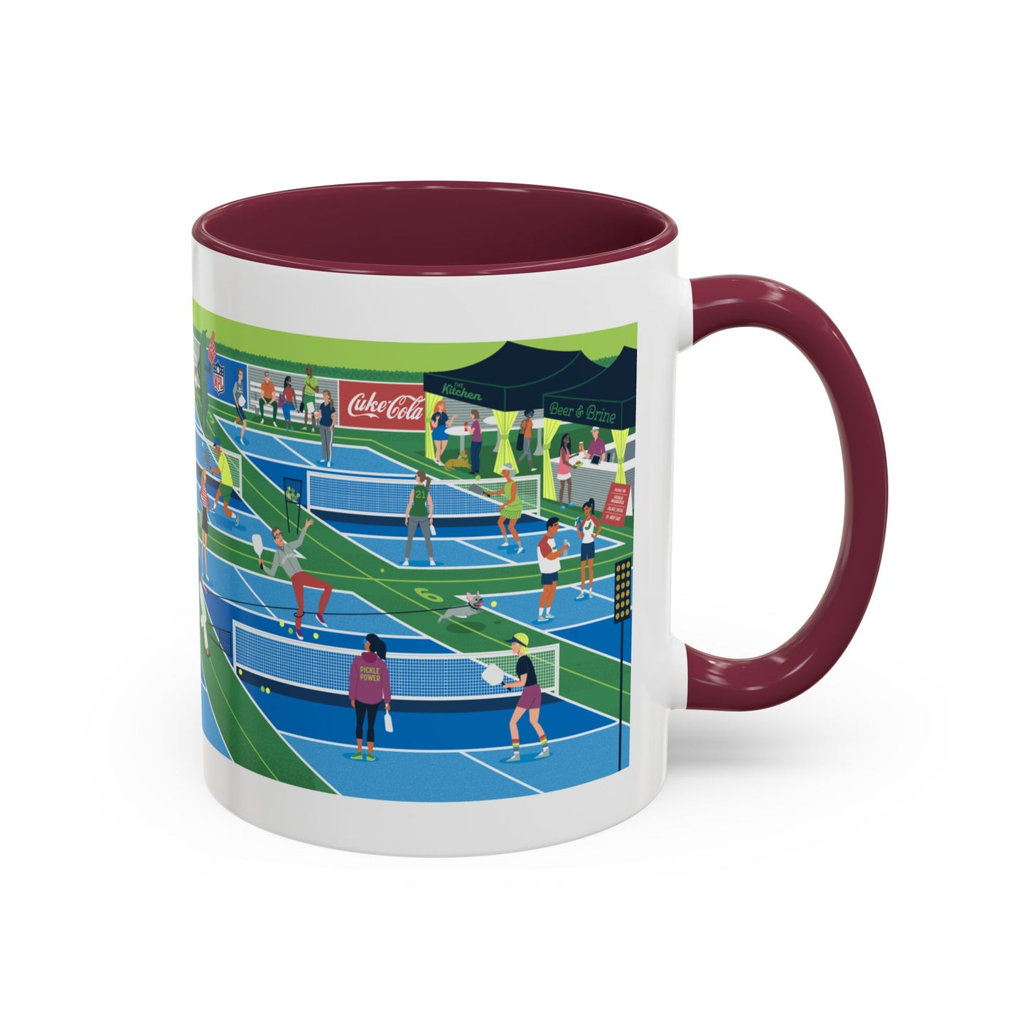 Pickleball Tournament Scene Mug — Colorful 11oz/15oz Coffee Cup