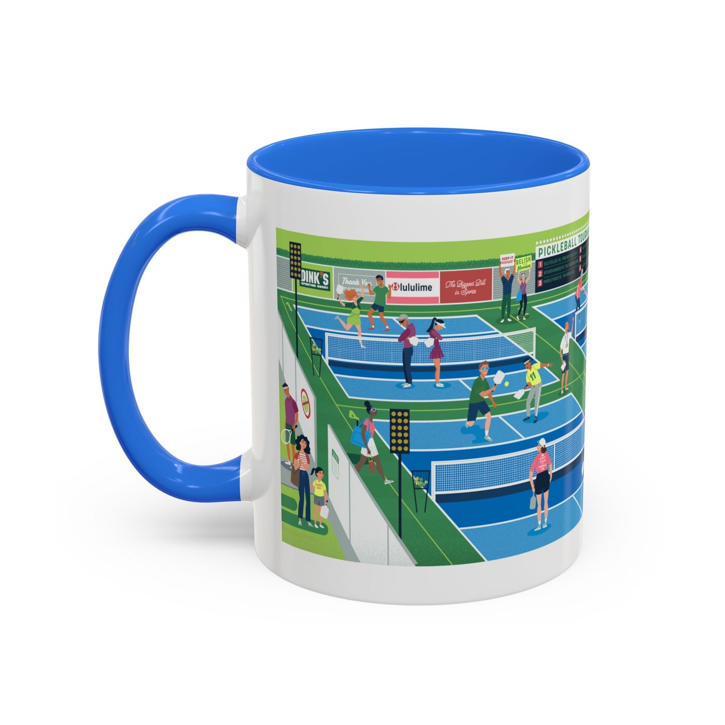 Pickleball Tournament Scene Mug — Colorful 11oz/15oz Coffee Cup