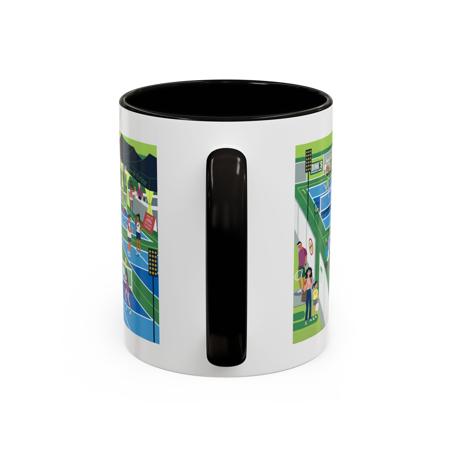 Pickleball Tournament Scene Mug — Colorful 11oz/15oz Coffee Cup