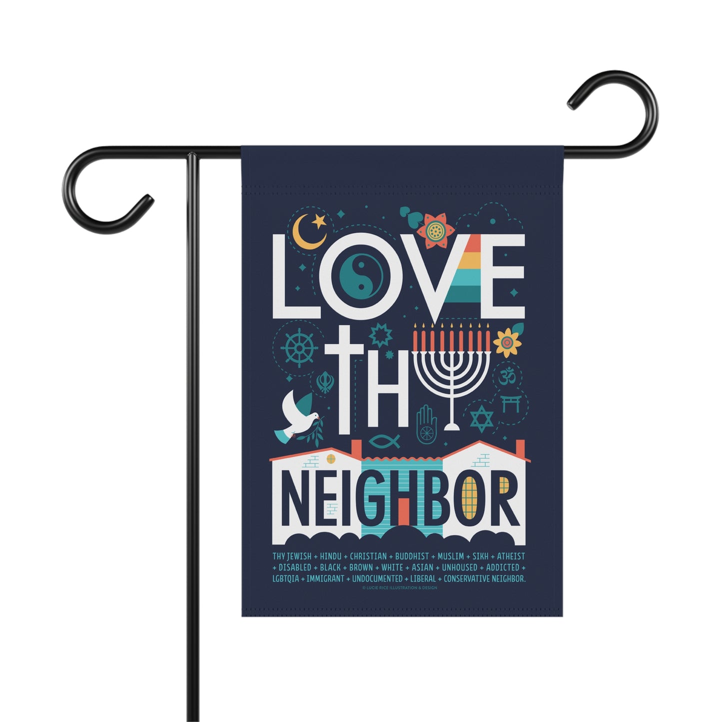 Garden Flag - "Love Thy Neighbor" Religious Unity House Banner