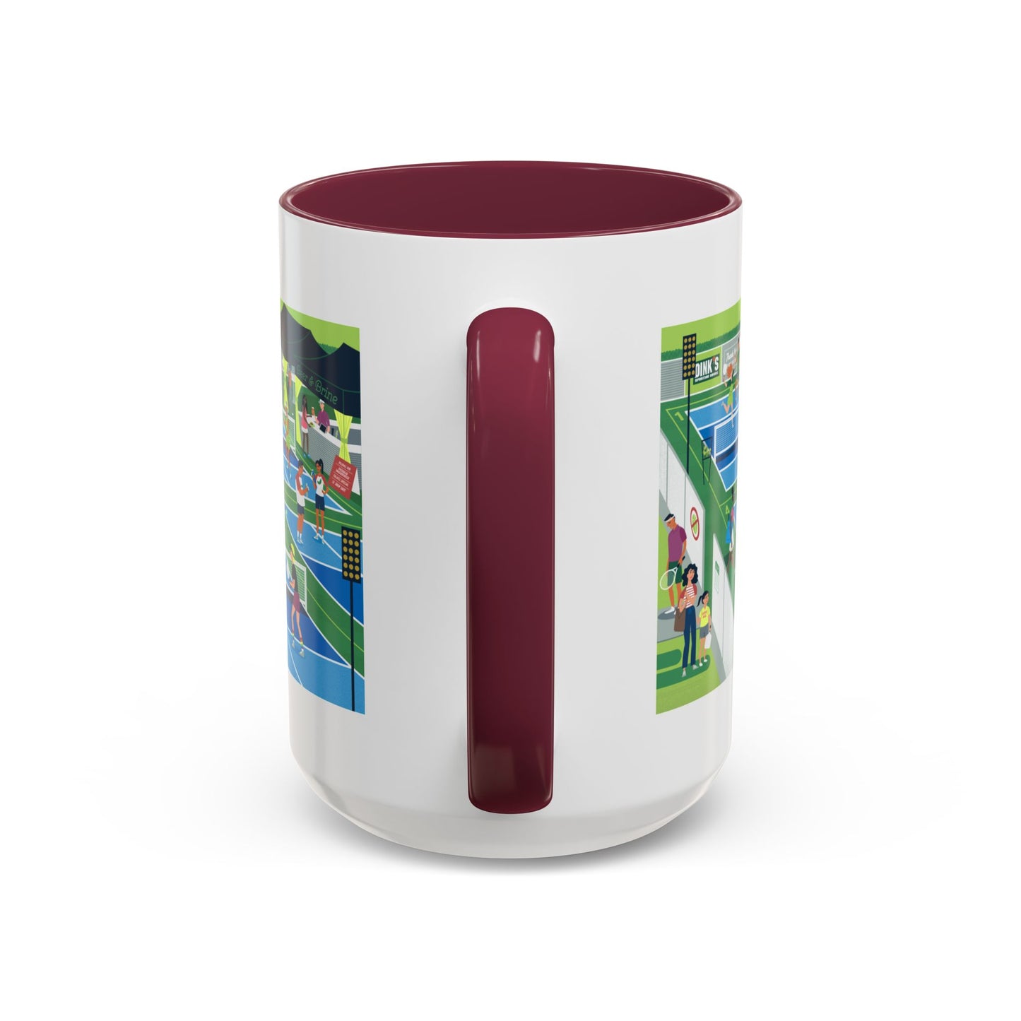 Pickleball Tournament Scene Mug — Colorful 11oz/15oz Coffee Cup