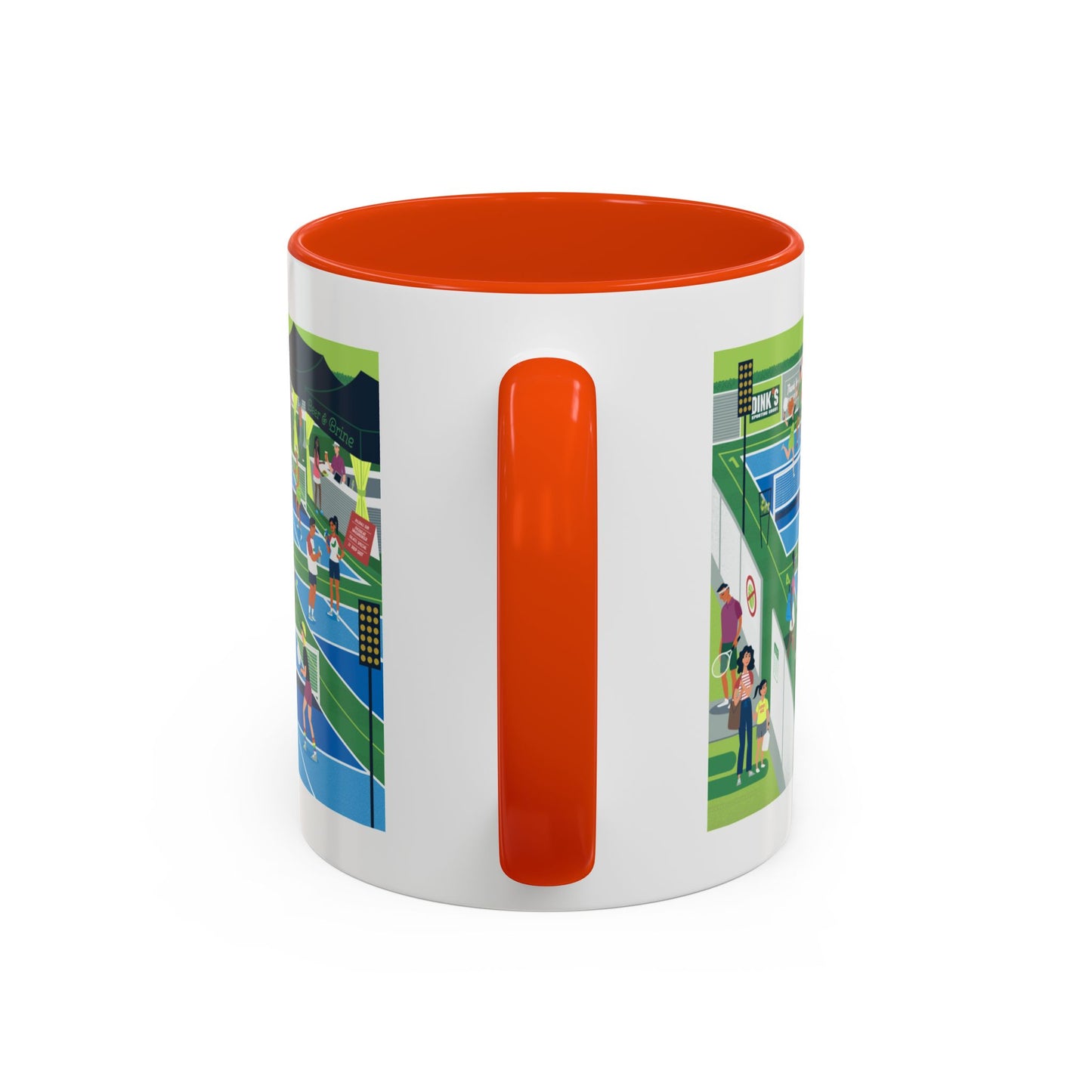 Pickleball Tournament Scene Mug — Colorful 11oz/15oz Coffee Cup