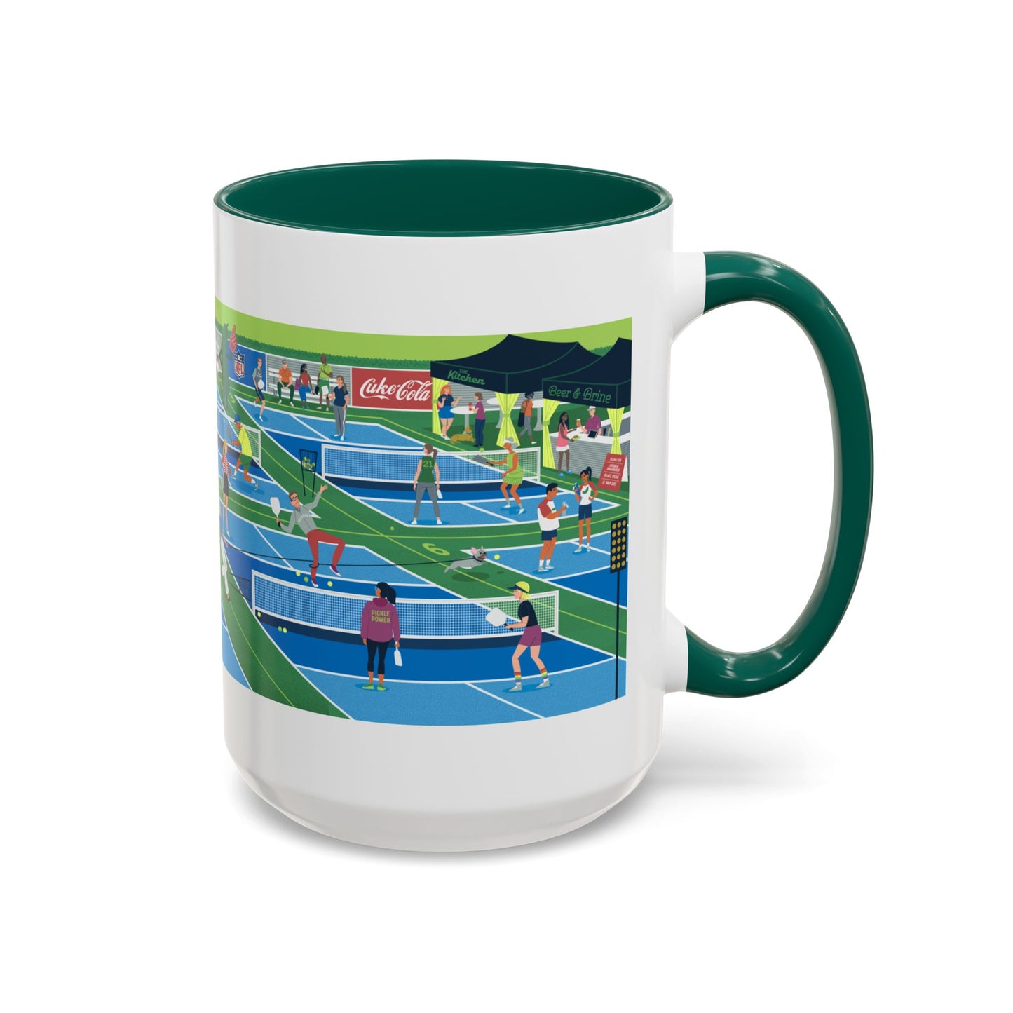Pickleball Tournament Scene Mug — Colorful 11oz/15oz Coffee Cup